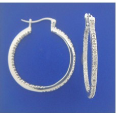 1376 CZ Hoops Earrings S/S 1.125"