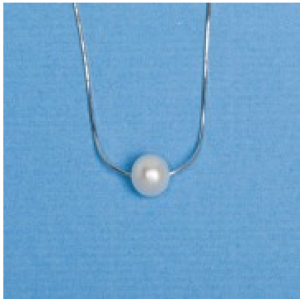 1674 10mm Round  Pearl on S/S Snake Chain